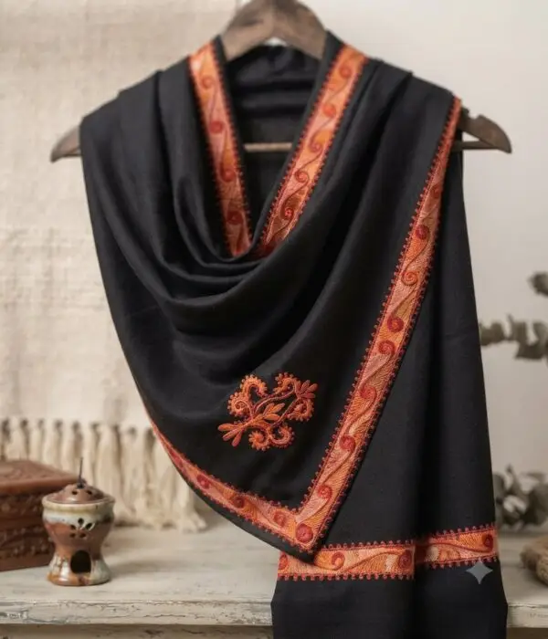 Ladies Designer - Shawl - Embroidered - Wool - Des - 02